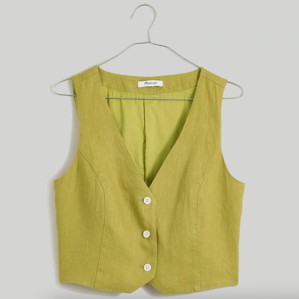 Madewell 100% Linen Katrina Crop Vest Top - Size 8 - NWT